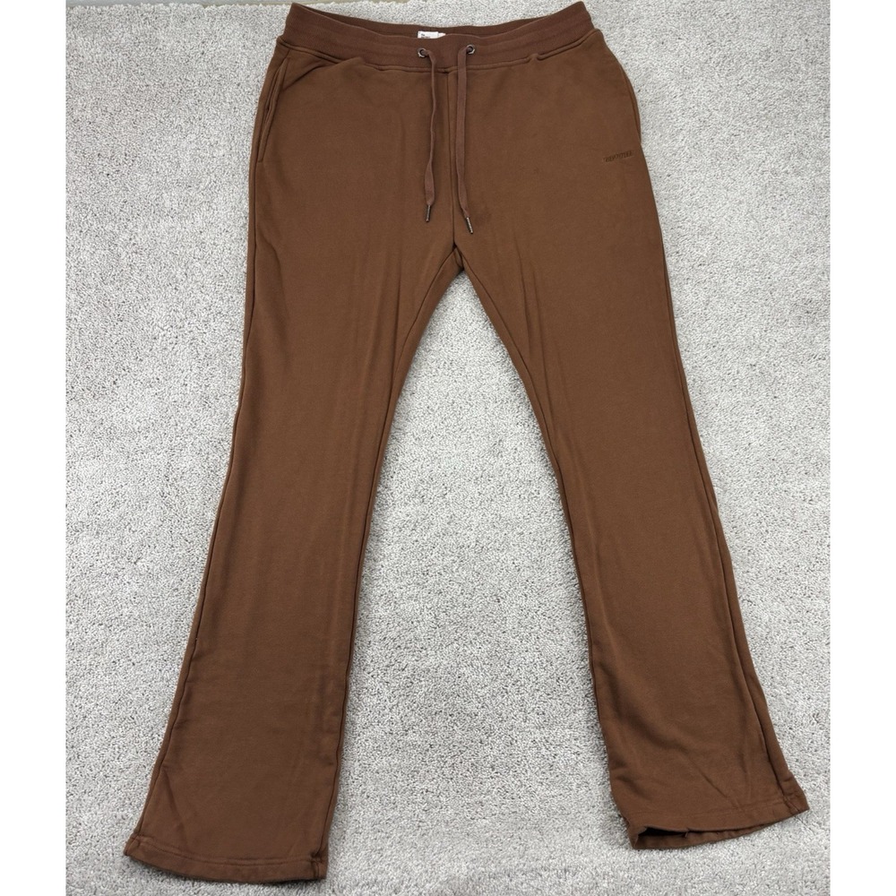 EPTM Pants Adult XL 36 x 32 Brown Sweatpants Flare Drawstring